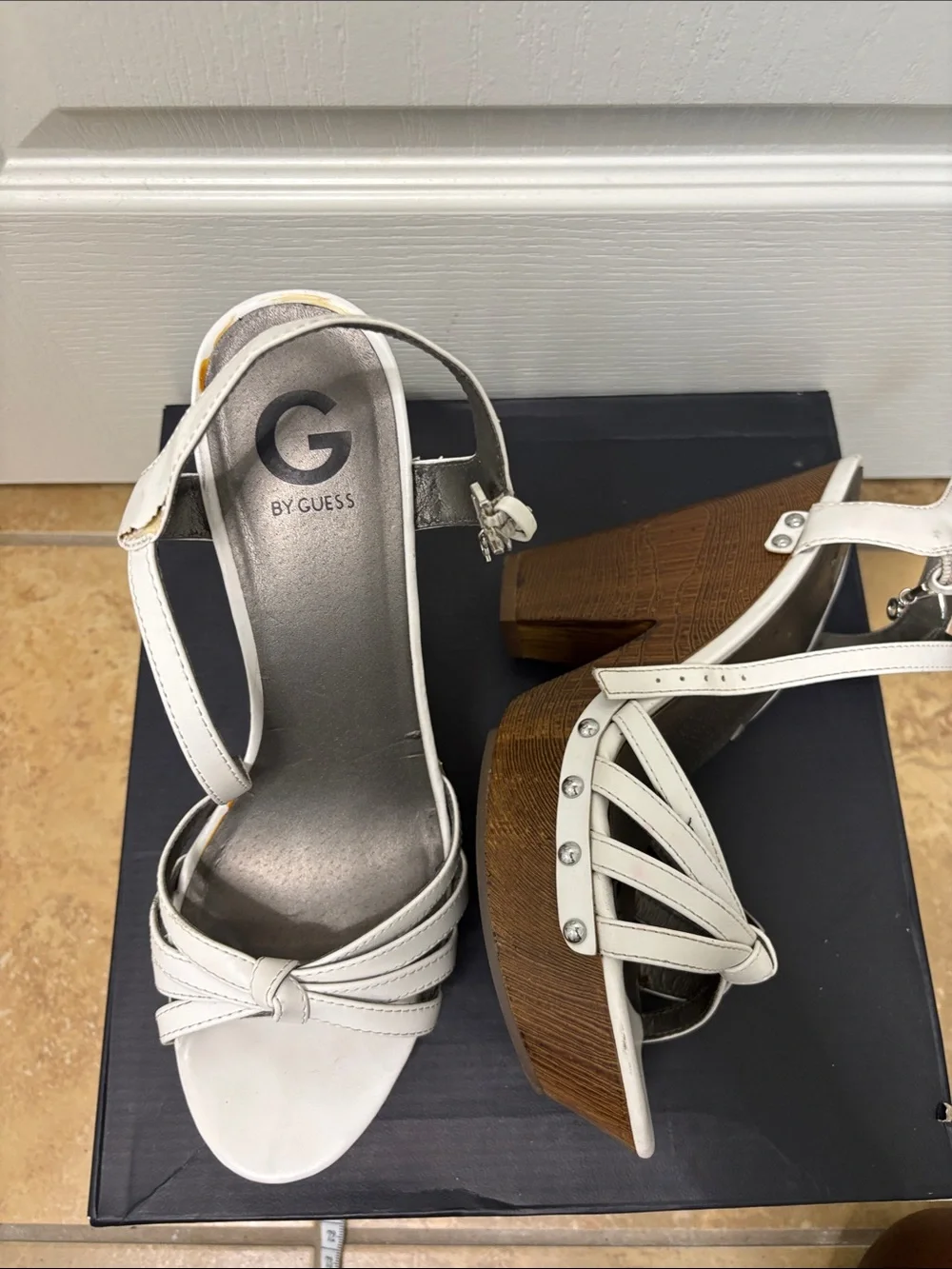 White Women's High Heel Platform Sandals